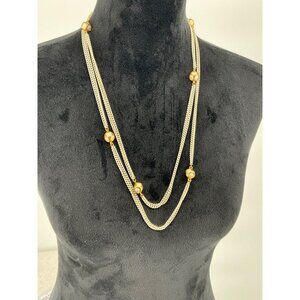 Monet Long White‎ with Gold Tone Beaded Accents Approximately 56"